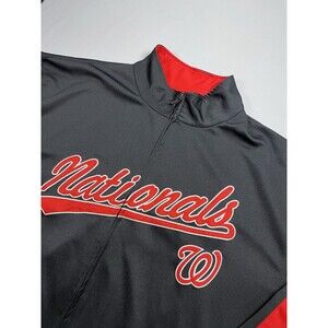 Stitches Washington Nationals Full Zip Track Jacket Mens XL MLB Black Red Stripe